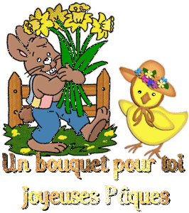 Gif animé joyeuses Pâques lapin poussin
